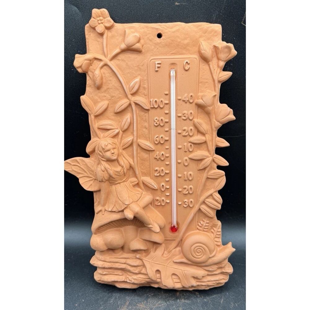 Vintage Scioto Mold Red Wear Handmade Fairy Outdoor Thermometer New!